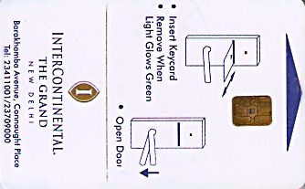 Hotel Keycard Inter-Continental New Delhi India Back