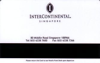 Hotel Keycard Inter-Continental  Singapore Back