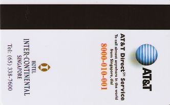 Hotel Keycard Inter-Continental  Singapore Back