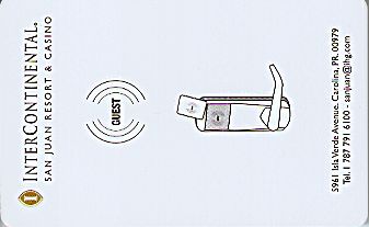 Hotel Keycard Inter-Continental San Juan Puerto Rico Back