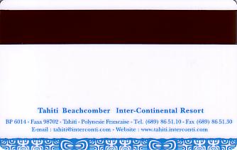 Hotel Keycard Inter-Continental Tahiti French Polynesia Back
