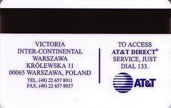 Hotel Keycard Inter-Continental Warsaw Poland Back