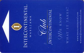 Hotel Keycard Inter-Continental Warsaw Poland Front