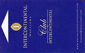 Hotel Keycard Inter-Continental Warsaw Poland Front
