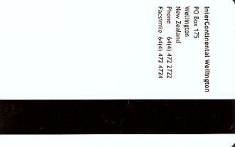 Hotel Keycard Inter-Continental Wellington New Zealand Back