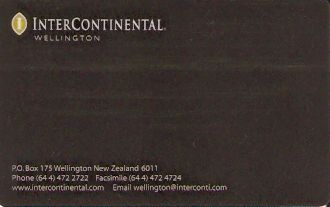 Hotel Keycard Inter-Continental Wellington New Zealand Front