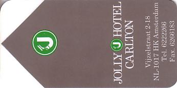 Hotel Keycard Jolly Hotels Amsterdam Netherlands Front