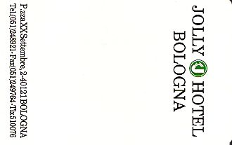 Hotel Keycard Jolly Hotels Bologna Italy Front