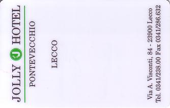 Hotel Keycard Jolly Hotels Lecco Italy Front
