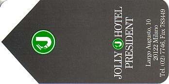 Hotel Keycard Jolly Hotels Milan Italy Front