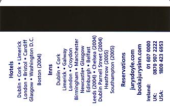 Hotel Keycard Jurys Doyle Generic Back