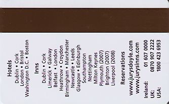 Hotel Keycard Jurys Doyle Generic Back
