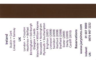 Hotel Keycard Jurys Doyle Generic Back