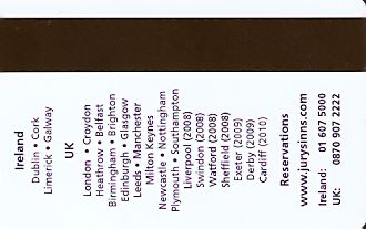 Hotel Keycard Jurys Doyle Generic Back