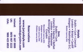 Hotel Keycard Jurys Doyle Generic Back