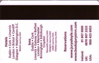 Hotel Keycard Jurys Doyle Dublin Ireland Back