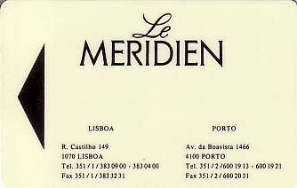 Hotel Keycard Le Meridien Lisbon Portugal Front