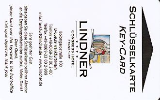 Hotel Keycard Lindner Frankfurt Germany Front
