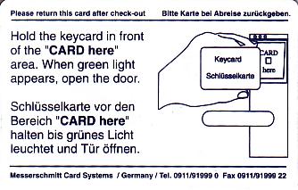 Hotel Keycard Maritim Frankfurt Germany Back
