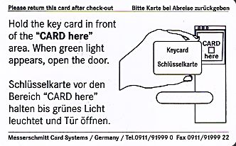 Hotel Keycard Maritim Frankfurt Germany Back