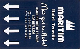 Hotel Keycard Maritim Tenerife Spain Front
