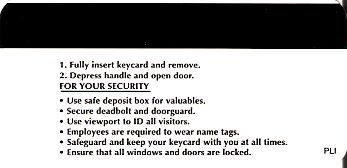 Hotel Keycard Marriott Generic Back