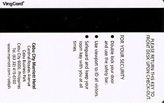 Hotel Keycard Marriott Cebu Philippines Back