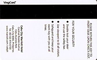 Hotel Keycard Marriott Cebu Philippines Back