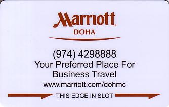 Hotel Keycard Marriott Doha Qatar Front
