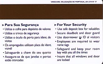 Hotel Keycard Marriott Lisbon Portugal Back