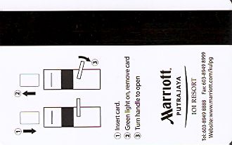 Hotel Keycard Marriott Putrajaya Malaysia Back