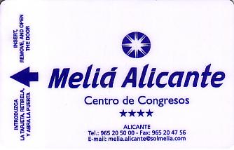 Hotel Keycard Sol Melia Alicante Spain Front