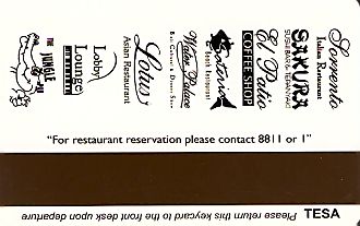 Hotel Keycard Sol Melia Bali Indonesia Back