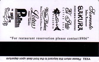 Hotel Keycard Sol Melia Bali Indonesia Back