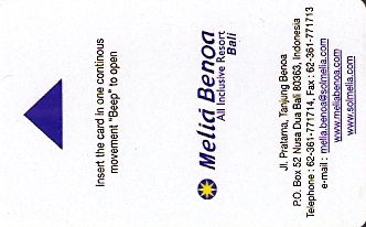 Hotel Keycard Sol Melia Bali Indonesia Front