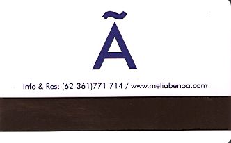 Hotel Keycard Sol Melia Bali Indonesia Back