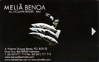 Hotel Keycard Sol Melia Bali Indonesia Front