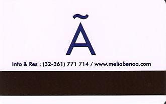Hotel Keycard Sol Melia Bali Indonesia Back