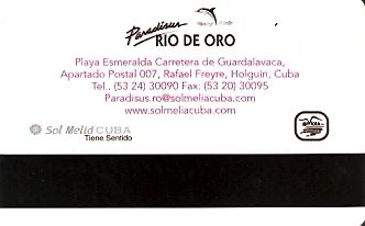 Hotel Keycard Sol Melia  Cuba Back