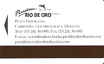 Hotel Keycard Sol Melia  Cuba Back