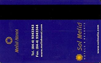 Hotel Keycard Sol Melia Hanoi Vietnam Back