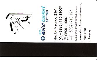 Hotel Keycard Sol Melia Montevideo Uruguay Back