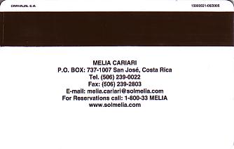 Hotel Keycard Sol Melia San Jose Costa Rica Back