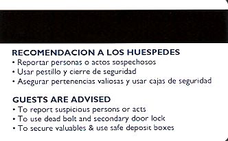 Hotel Keycard Sol Melia Santo Domingo Dominican Republic Back
