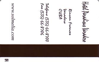 Hotel Keycard Sol Melia Varadero Cuba Back