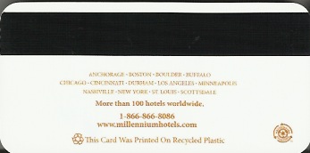 Hotel Keycard Millennium Generic Back