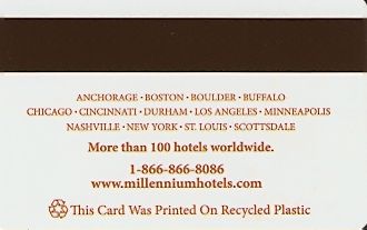 Hotel Keycard Millennium Generic Back