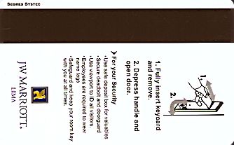 Hotel Keycard Marriott - JW Lima Peru Back