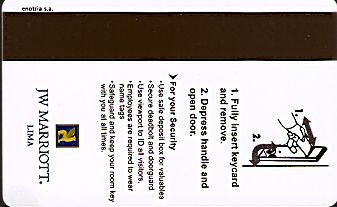 Hotel Keycard Marriott - JW Lima Peru Back