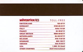 Hotel Keycard Movenpick Brussels Belgium Back